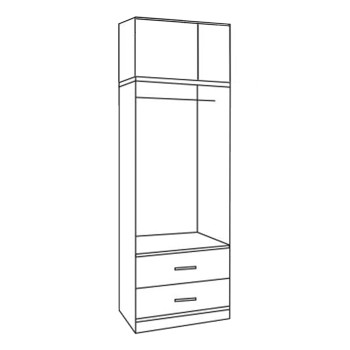Wardrobe 2 Door with Loft & 2 Drawers Sonama 80x42x241 Wardrobe 2 Door with Loft & 2 Drawers Sonama 80x42x241