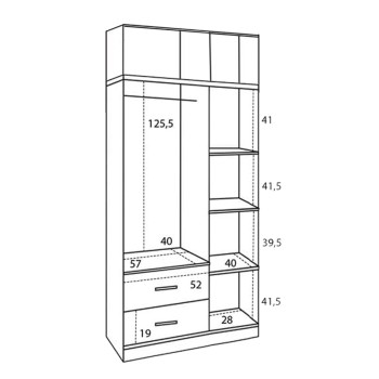 Wardrobe 3 Door with Loft & 2 Drawers Sonama 90x42x241 Wardrobe 3 Door with Loft & 2 Drawers Sonama 90x42x241