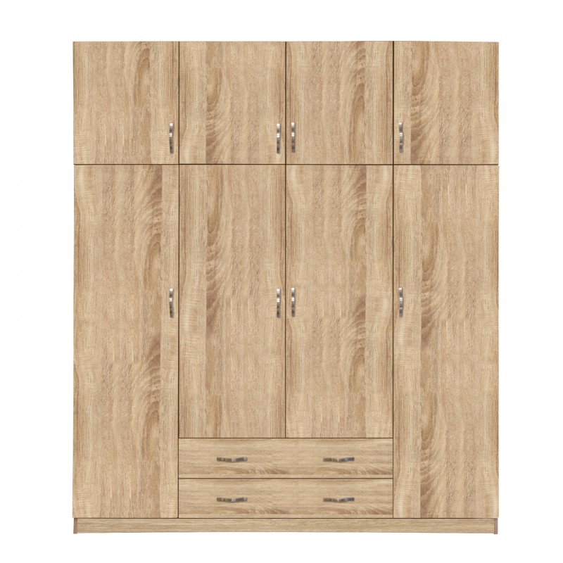 Wardrobe 4 Door with Loft 200x240x55.5 and 2 drawers sonama Wardrobe 4 Door with Loft 200x240x55.5 and 2 drawers sonama