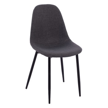 Dining chair Leonardo FK00100.16 with metallic legs and dark grey fabric 43,5x59x84 cm.