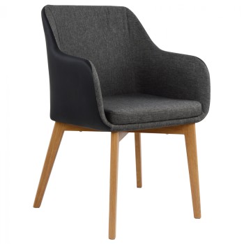 Armchair Bristol FK0141.01 with dark grey color and black PU 57x59x86Υ