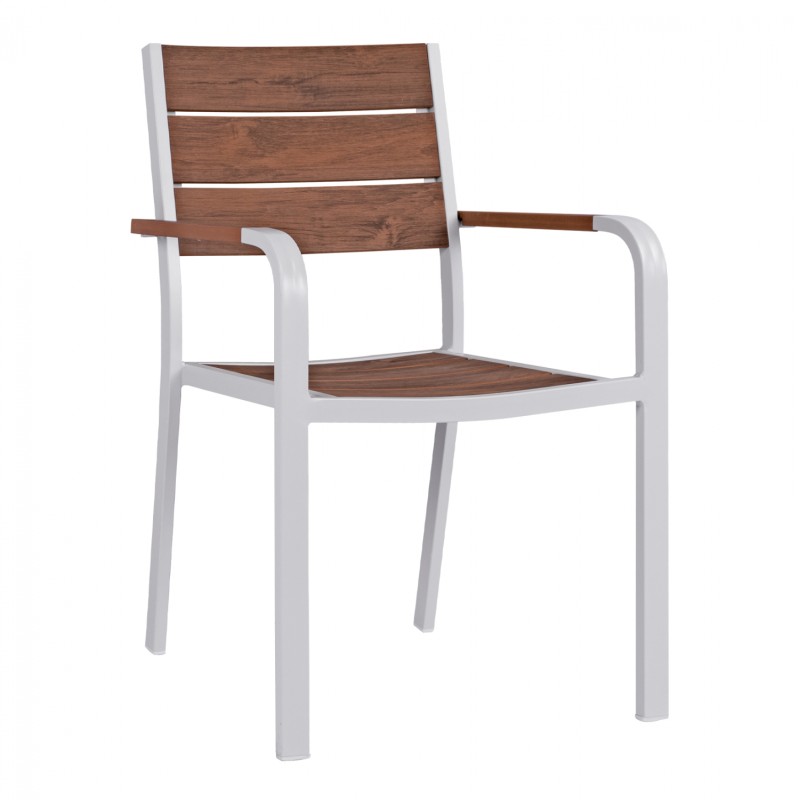 Aluminum Armchair White & Polywood FK5127.01 55x56x85 cm Aluminum Armchair White & Polywood FK5127.01 55x56x85 cm