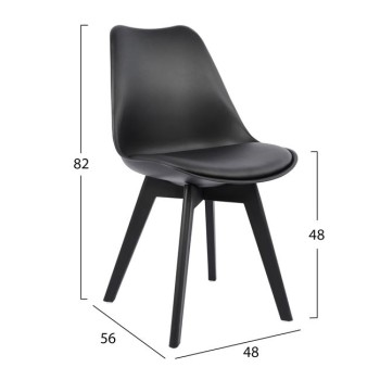 Chair Vegas FK0033.32 POLYPROPYLENE-PU-BLACK 47,5x55x82 cm