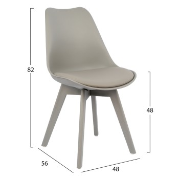 Chair Vegas FK0033.40 POLYPROPYLENE-PU-GREY 48x56x82