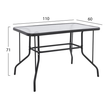 DINING SET 5PCS FK5193.01-METALLIC IN GREY-4 CHAIRS & TABLE 110X60cm.
