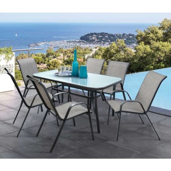Set Dining Table 7 pieces 1Table & 6 chairs Grey FK5119.01 Set Dining Table 7 pieces 1Table & 6 chairs Grey FK5119.01