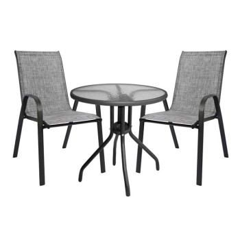 Set Dining Table 3 pieces with table & Chairs leon Grey FK5184.01