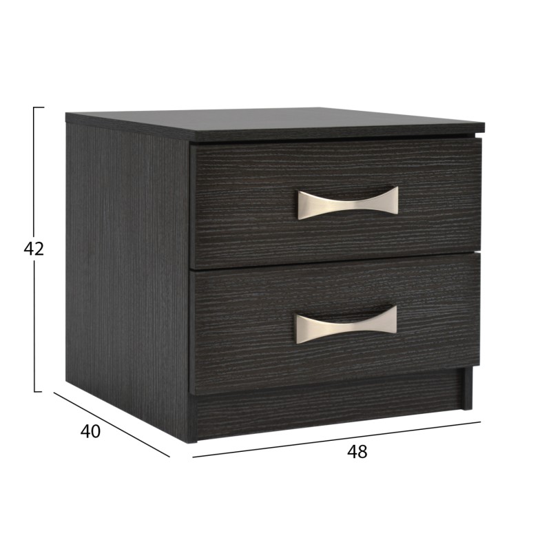 Bedside table with 2 drawers and handles FK2235.01 Zebrano 48x40x42 Bedside table with 2 drawers and handles FK2235.01 Zebrano 48x40x42