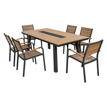 Set Dining Table 7pieces Aluminum in grey color FK5233.02