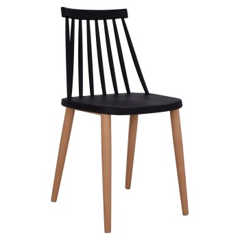 Dining chair FK8052.02 Vanessa Black with metallic legs 43x46,5x82cm
