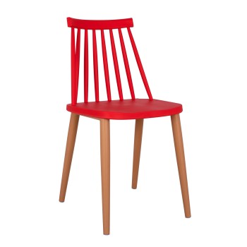 Dining chair FK8052.07 Vanessa red with metallic legs 42,5x47x81,5cm