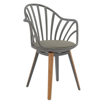 Dining chair FK8049.10 Anais Grey with wooden legs 60x53x86Η cm