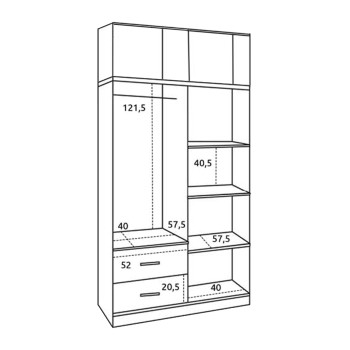 Wardrobe 4 Door with loft and 2 drawers zebrano 120x42x241 Wardrobe 4 Door with loft and 2 drawers zebrano 120x42x241