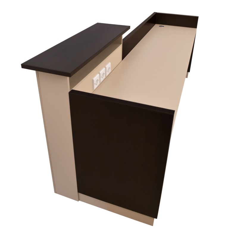 RECEPTION DESK DALTON FK2068.01 MELAMINE IN WENGE-BEIGE 240x80x106Hcm. RECEPTION DESK DALTON FK2068.01 MELAMINE IN WENGE-BEIGE 240x80x106Hcm.