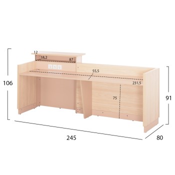 RECEPTION DESK DALTON FK2068.02 MELAMINE IN SONAMA-BEIGE 240x80x106Hcm. RECEPTION DESK DALTON FK2068.02 MELAMINE IN SONAMA-BEIGE 240x80x106Hcm.