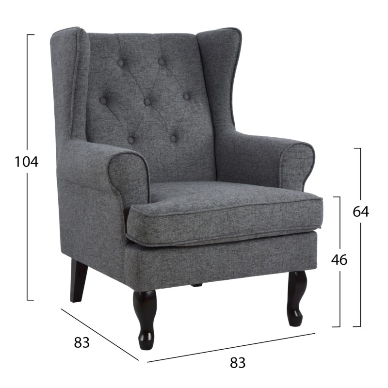 Armchair Brandon FK3073.10 Grey Fabric 83x83x104 cm. Armchair Brandon FK3073.10 Grey Fabric 83x83x104 cm.