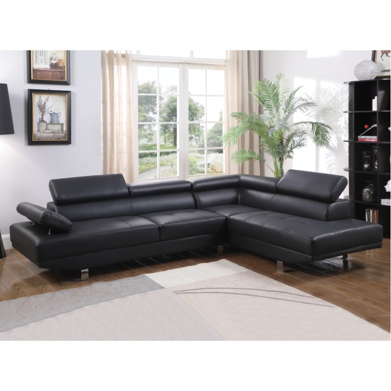 RIGHT CORNER SOFA GORO FK3085.10L BLACK PU 270x200x87H cm RIGHT CORNER SOFA GORO FK3085.10L BLACK PU 270x200x87H cm