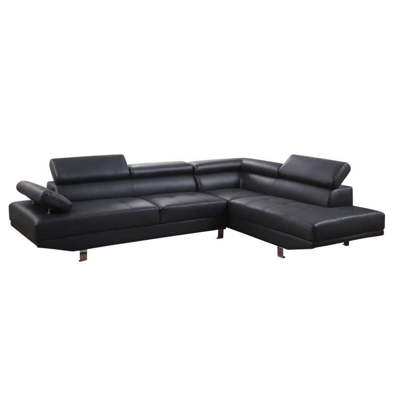 RIGHT CORNER SOFA GORO FK3085.10L BLACK PU 270x200x87H cm RIGHT CORNER SOFA GORO FK3085.10L BLACK PU 270x200x87H cm