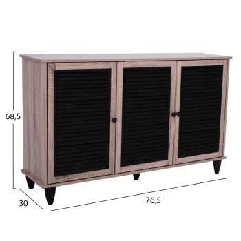 Shoe Cabinet 3 Door MCKENNA FK2267.02 melamine Sonama - black color 112x30x68,5 cm Shoe Cabinet 3 Door MCKENNA FK2267.02 melamine Sonama - black color 112x30x68,5 cm