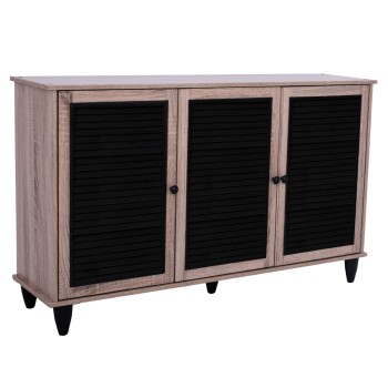Shoe Cabinet 3 Door MCKENNA FK2267.02 melamine Sonama - black color 112x30x68,5 cm