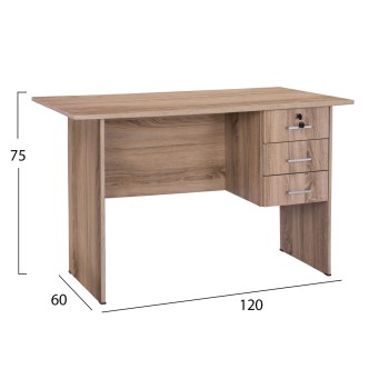Office melamine with 3 drawers FK2268.02 grey color 120x60x75 cm