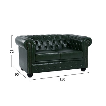 Sofa 2 seater T.Chesterfield FK3010.08 PU Cypress Green 150x90x72cm Sofa 2 seater T.Chesterfield FK3010.08 PU Cypress Green 150x90x72cm