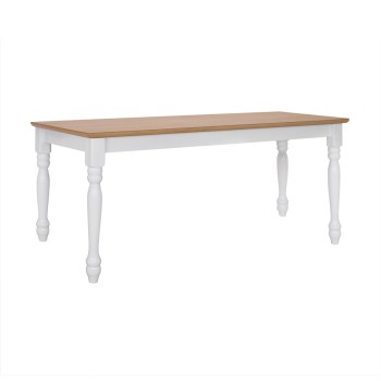 Bench for dining table FK8281 natural seat white frame 120x40x46 cm