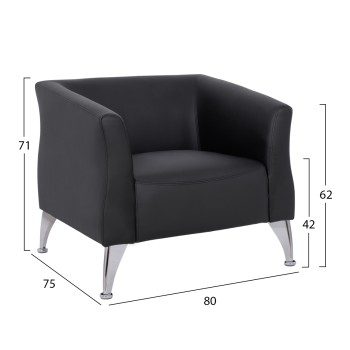 Armchair Kiana FK3122.11 Black PU 80x75x71cm Armchair Kiana FK3122.11 Black PU 80x75x71cm