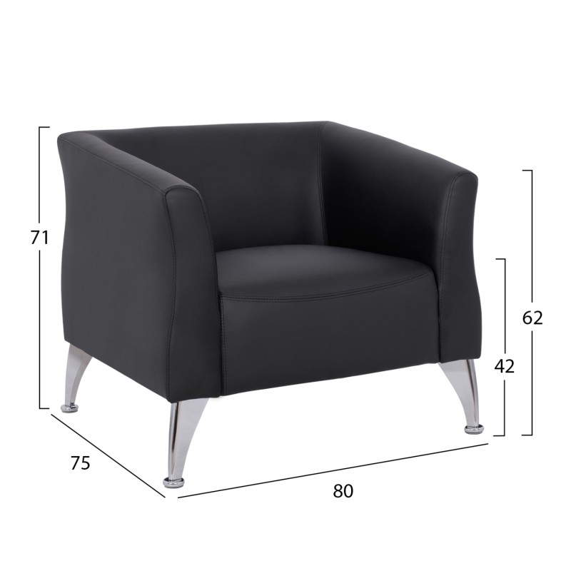 Armchair Kiana FK3122.11 Black PU 80x75x71cm