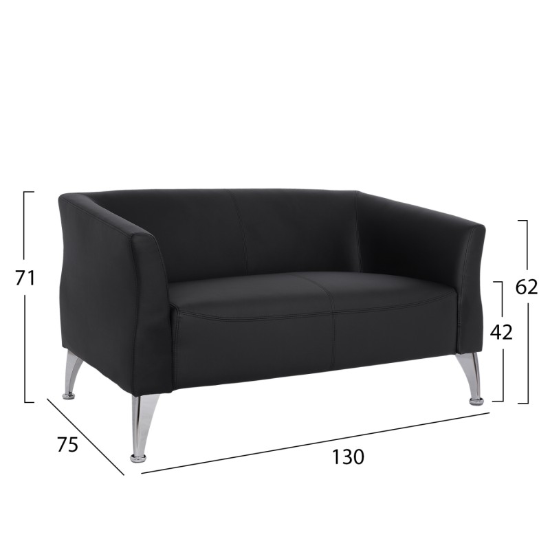 Sofa 2 seater Kiana FK3122.21 Black PU 130x75x71 cm Sofa 2 seater Kiana FK3122.21 Black PU 130x75x71 cm