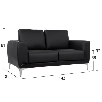 Sofa 2 seater Kenzie FK3121.21 with Black PU 142x81x81 cm Sofa 2 seater Kenzie FK3121.21 with Black PU 142x81x81 cm