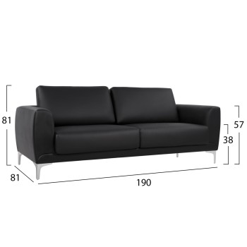 Sofa 3 seater Kenzie FK3121.31 with Black PU 190x81x81 cm Sofa 3 seater Kenzie FK3121.31 with Black PU 190x81x81 cm