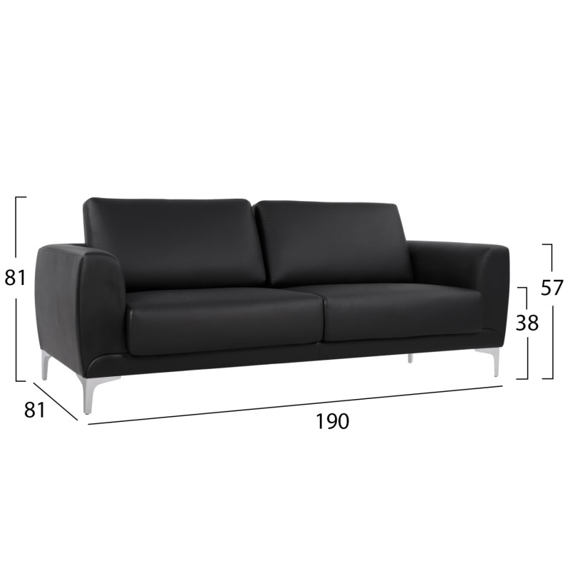 Sofa 3 seater Kenzie FK3121.31 with Black PU 190x81x81 cm Sofa 3 seater Kenzie FK3121.31 with Black PU 190x81x81 cm