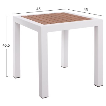 Aluminum Coffee Table SABRA FK5403.01 White with Polywood 45Χ45Χ45,5H Aluminum Coffee Table SABRA FK5403.01 White with Polywood 45Χ45Χ45,5H