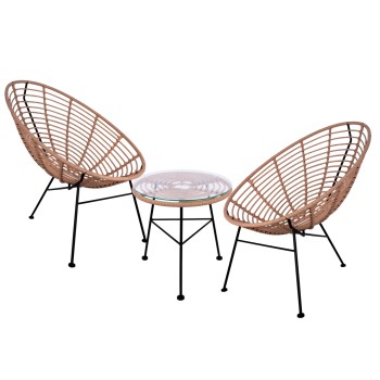 OUTDOOR 3PCS SET ALLEGRA FK10335 BEIGE WICKER-METAL