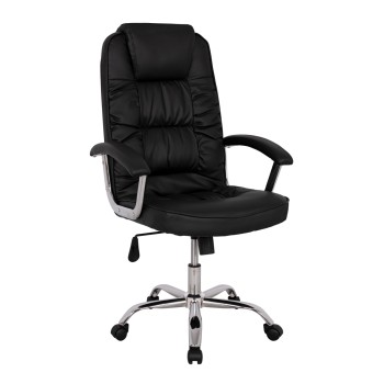 Office chair FK1112 with black PU and chromed base 63x67x113 cm.