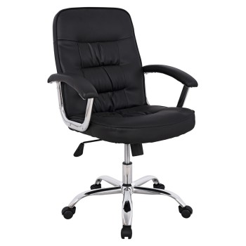 Office chair FK1113 with black PU and chromed base 62x62x104 cm.