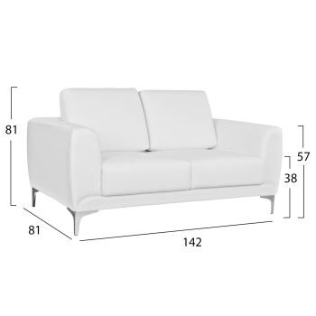 Sofa 2 seater Kenzie FK3121.22 with White PU 142x81x81 cm Sofa 2 seater Kenzie FK3121.22 with White PU 142x81x81 cm