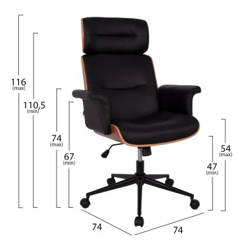 Manager's office chair Superior Pro FK1108.01 walnut-black color 74x74x116 cm