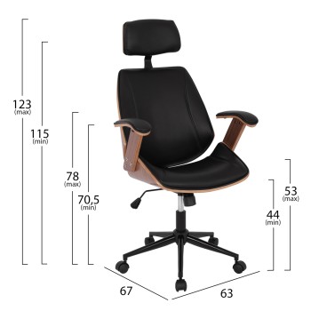 Manager's office chair Superior Pro FK1109.01 walnut color-black 63x67x123 cm