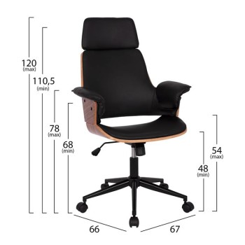 Manager's office chair Superior Pro FK1110.01 walnut color-black 67x66x120 cm
