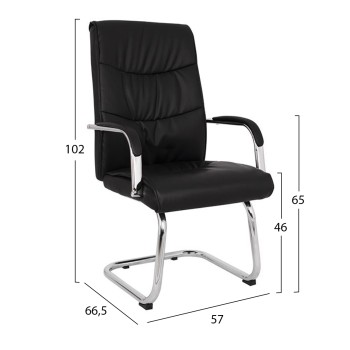Conference chair JACOB FK1045.11 Black PU with chromed base 57x66,5x102 cm Conference chair JACOB FK1045.11 Black PU with chromed base 57x66,5x102 cm