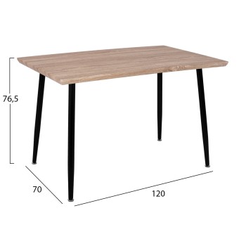 Dining Table PALOMA FK8334.01, 120x70x76,5-sonoma, black legs