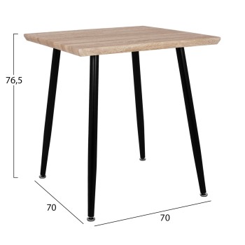 Dining Table PALOMA FK8335.01, 70x70x76.5, sonoma, black legs