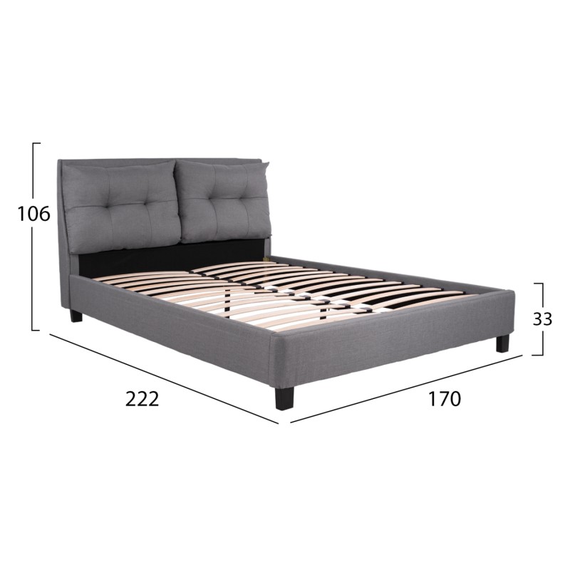 Bed Billie with fabric in grey color FK551.05 160x200 cm Bed Billie with fabric in grey color FK551.05 160x200 cm