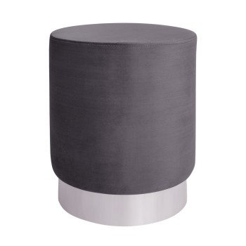Velvet stool Levy FK8408.01 grey with silver base ''35x43cm