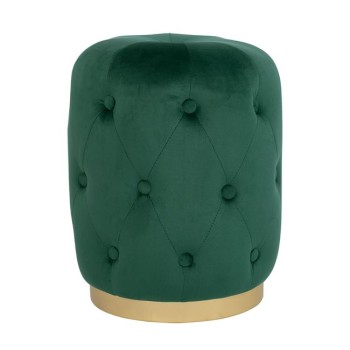 Velvet stool Torrie FK8405.03 cypress green color with gold base ''37x46cm
