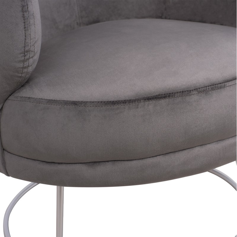 Armchair Arien FK8403.01,velvet grey,silver base 80x75x82cm Armchair Arien FK8403.01,velvet grey,silver base 80x75x82cm