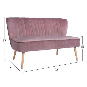 SOFA ANDY IN DUSTY PINK VELVET FK8401.02 128x70x77Y cm. SOFA ANDY IN DUSTY PINK VELVET FK8401.02 128x70x77Y cm.