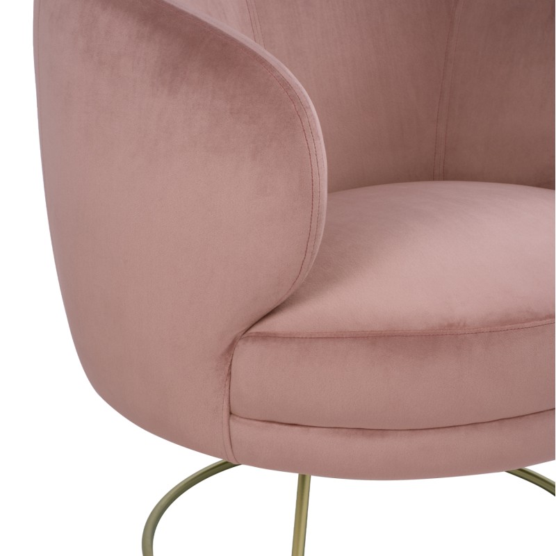 VELVET ARMCHAIR ARIEN FK8403.02 DUSTY PINK, GOLDEN BASE 80x75x82cm